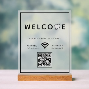 Eenvoudige Tand Logo Welkom WIFI QR Code Acryl Bord