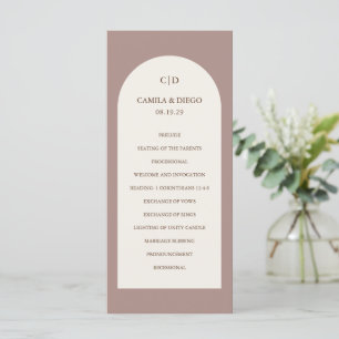 Eenvoudige Taupe Monogram Boho Arch Moderne Bruilo Programma