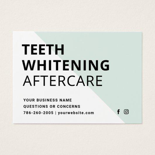 Eenvoudige teeth Whitening Aftercare Instructions Visitekaartje (Voorkant)