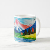 Eenvoudige tekening van berg door kind koffiemok (Voorkant rechts)