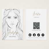 Eenvoudige tekening van zwart-wit meisje voor sier visitekaartje (Voorkant /achterkant)