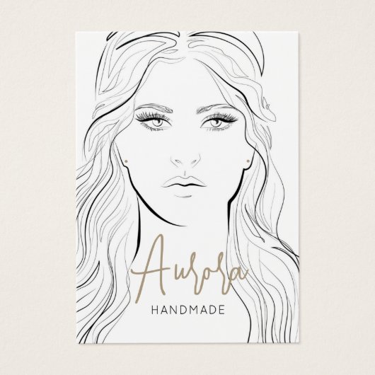 Eenvoudige tekening van zwart-wit meisje voor sier visitekaartje (Voorkant)