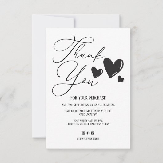 Eenvoudige tekenscriptvolgorde Hartelijk dank Bedankkaart (Voorkant)