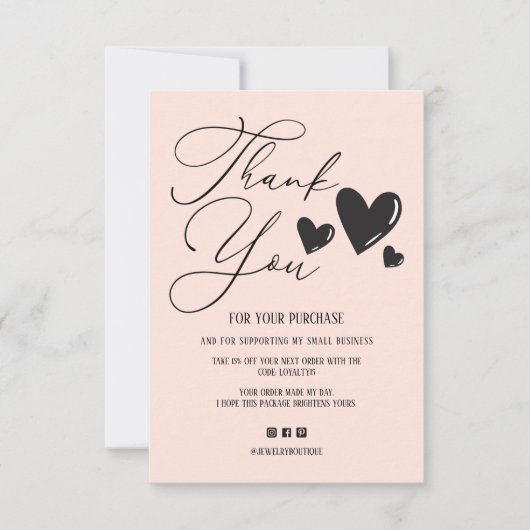 Eenvoudige tekenscriptvolgorde Hartelijk dank Bedankkaart (Voorkant)