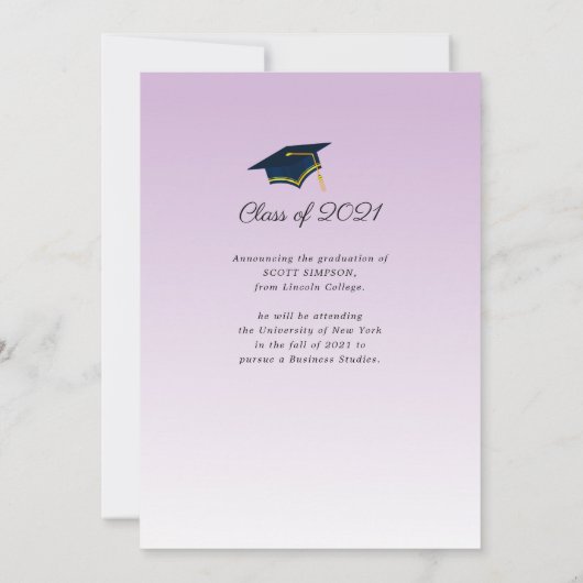 Eenvoudige tekst aangepaste foto afstuderen aankon aankondiging (Achterkant)