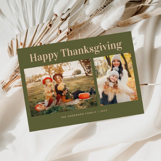 Eenvoudige tekst Happy Thanksgiving-foto Feestdagenkaart