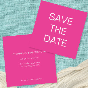 Eenvoudige tekst Hot Pink Wedding Square Save The Date