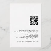 Eenvoudige Tekst QR-code Trouw Wit Goud Echt Folie Uitnodiging (Achterkant)