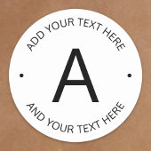 Eenvoudige  tekst | Wit en zwart Ronde Sticker