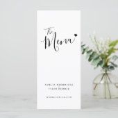 Eenvoudige tekst zwart met withartentrouwmenu's menu (Staand voorkant)