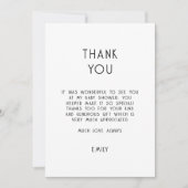 Eenvoudige tekst Zwart Wit Baby shower Dank u Kaart (Voorkant)