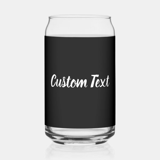Eenvoudige tekstsjabloon in zwart en wit script blikvorm glas (Voorkant)