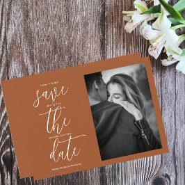 Eenvoudige terracota moderne foto save the date