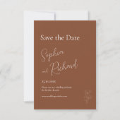 Eenvoudige Terracotta Boho Bloemen en Planten Save The Date (Voorkant)