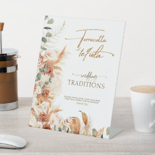 Eenvoudige terracotta bruiloft tradities Vrijgezel Reclamebord Met Voetstuk