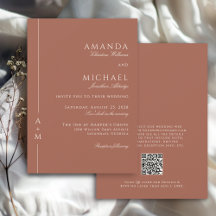 Eenvoudige Terracotta Elegant Monogram QR-code Tro