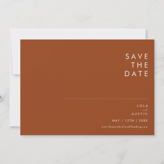 Eenvoudige terracotta horizontaal sparen de datum save the date (Voorkant)