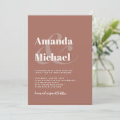 Eenvoudige terracotta Modern Minimalist Wedding Kaart (Staand voorkant)