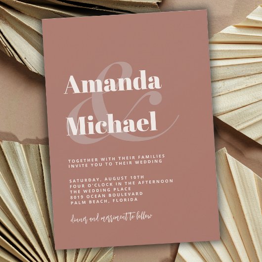 Eenvoudige terracotta Modern Minimalist Wedding Kaart