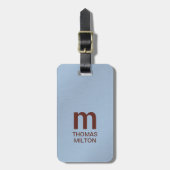 Eenvoudige textuur Blauw Bruin Monogram Bagagelabel (Voorkant verticaal)