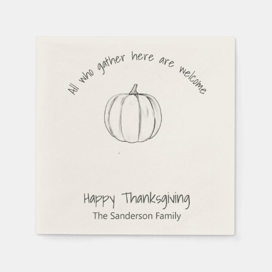 Eenvoudige Thanksgiving pompoen iedereen die verza Servet (Voorkant)