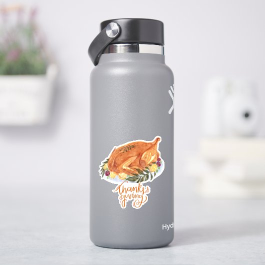 Eenvoudige Thanksgiving Turkije Dinner Invitation Sticker (HydroFlask)