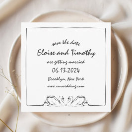 Eenvoudige Tijdloze Handgeschreven Elegante Zwanen Save The Date