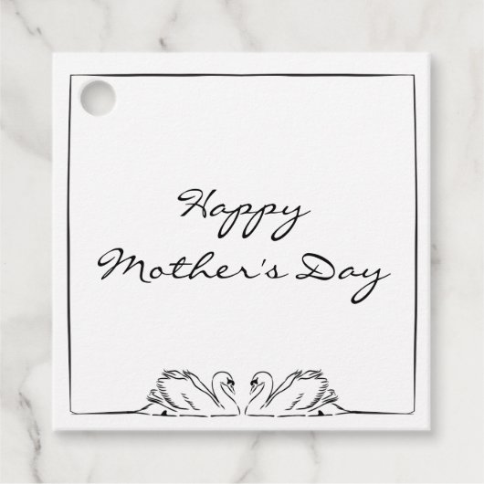 Eenvoudige tijdloze handgeschreven Swan Moederdag Bedankjes Labels (Voorkant)