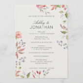 Eenvoudige tijdloze Wildflower Alabaster White Wed Programma (Voorkant)