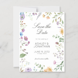 Eenvoudige, tijdloze Wildflower bruiloft Magnetische Uitnodiging