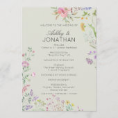 Eenvoudige, tijdloze Wildflower Sage Green Wedding Programma (Voorkant)