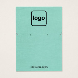 Eenvoudige Toevoegen Logo Aqua Blue Oorbel Ketting Visitekaartje