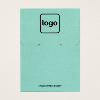 Eenvoudige Toevoegen Logo Aqua Blue Oorbel Ketting Visitekaartje