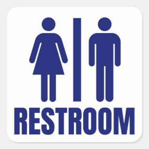 Eenvoudige toiletruimte toilet badkamer trouwlocat vierkante sticker