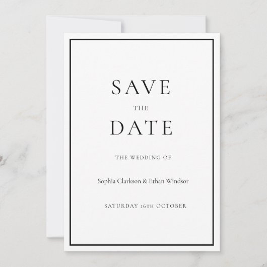 Eenvoudige traditionele digitale Save the Date-kaa Kaart (Voorkant)