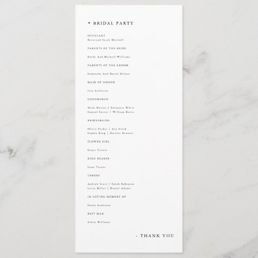 Eenvoudige traditionele katholieke bruiloft ceremo programma (Achterkant)