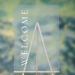 Eenvoudige transparante Dusty Blue Welcome Wedding Acryl Bord