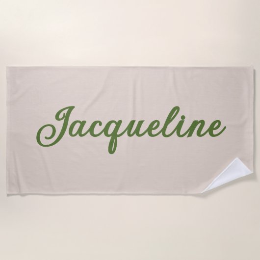 Eenvoudige trendy groene + beige bruiloftsgroep strandlaken (Voorkant)