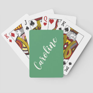 Eenvoudige Trendy Kelly Green Calligrafie op maat Pokerkaarten