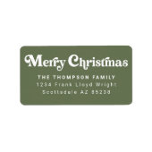 Eenvoudige Trendy Retro Groene Kerst Retour Adres Etiket (Voorkant)