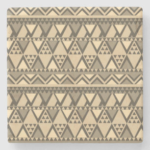 Eenvoudige Tribal Art Patroon Bruin Stenen Onderzetter