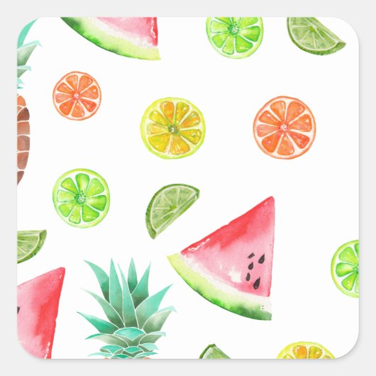 Eenvoudige Tropische Nail Art Vierkante Sticker (Voorkant)