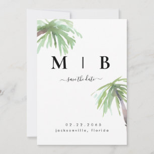 Eenvoudige Tropische Trouwdag Verticaal Save The Date