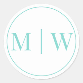 Eenvoudige Trouwdag 2 Initiele Monogram VS Doe-het Ronde Sticker
