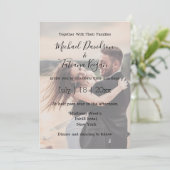 eenvoudige trouwdag foto vervaagd overlay uitnodig kaart (Staand voorkant)