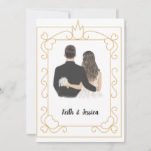 Eenvoudige trouwfeest uitnodiging voor bruid en br