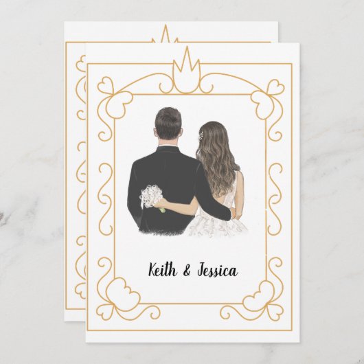 Eenvoudige trouwkaart voor bruid en bruidegom save the date (Voorkant / Achterkant)