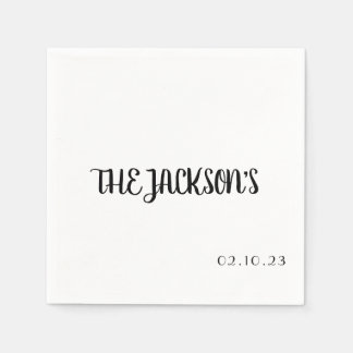 Eenvoudige trouwservet met de achternaam van het p servet