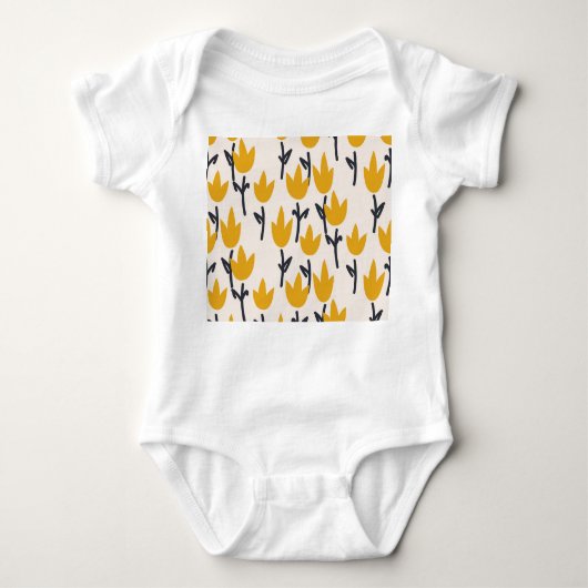 Eenvoudige Tulp Bloem Stof Print Romper (Voorkant)