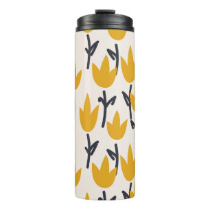 Eenvoudige Tulp Bloem Stof Print Thermosbeker